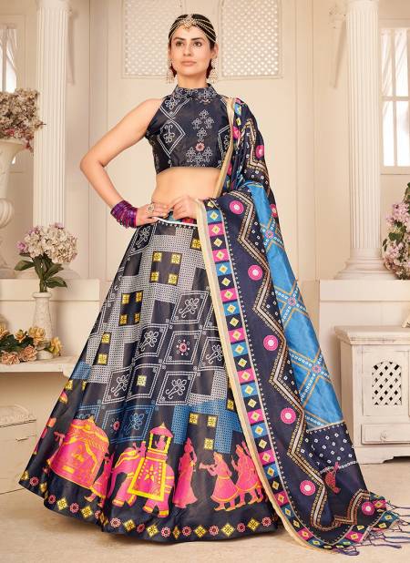 Multi Colour Kf Floral 3 New Exclusive Festive Wear Silk Printed Latest Lehenga Collection 134